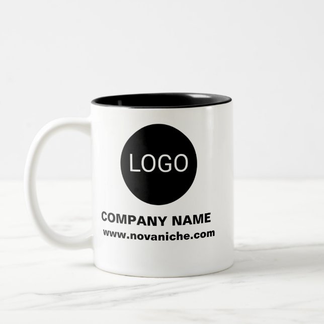Zwei-Tone-Logo für personalisierte Unternehmenswer Zweifarbige Tasse (Links)