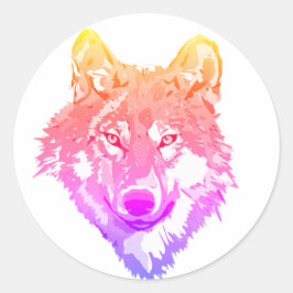 Zwei Töne Lone wolf art Runder Aufkleber