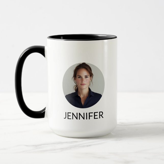 Zwei Tone Minimalistisch Individuelle Name und Fot Tasse (Links)