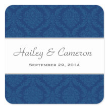 Zwei Tone Navy Blue Damask Wedding V16