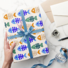 Zwei-Tone-Niedliche Fischknochenmuster Geschenkpapier