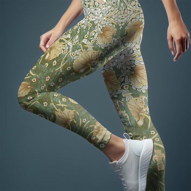 Zwei-Tone Pimpernel Yellow & Green William Morris Leggings (Von Creator hochgeladen)