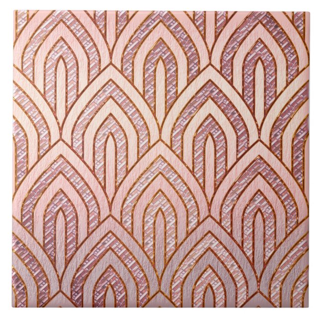 Zwei Tone Pink Art Deco Keramik Fliese (Vorderseite)