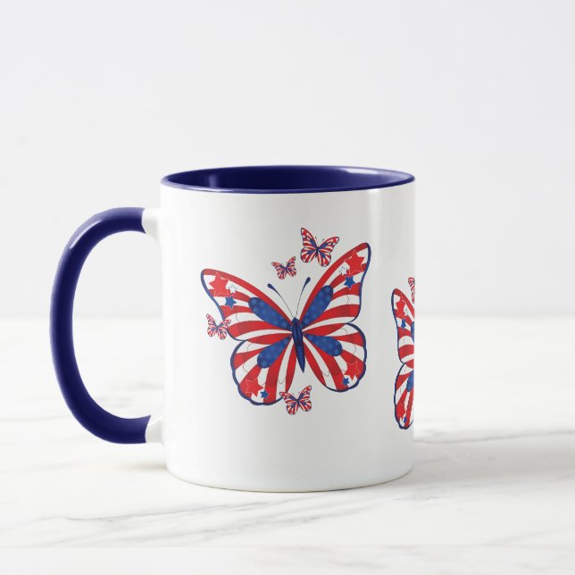 Zwei Tone Red White und Blue Butterfly Tasse (Links)