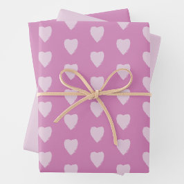 Zwei tone rosa Herzen Geschenkpapier Set