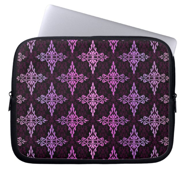 Zwei Tone Rosa und schwarze Damaskus Laptopschutzhülle (Vorderseite)