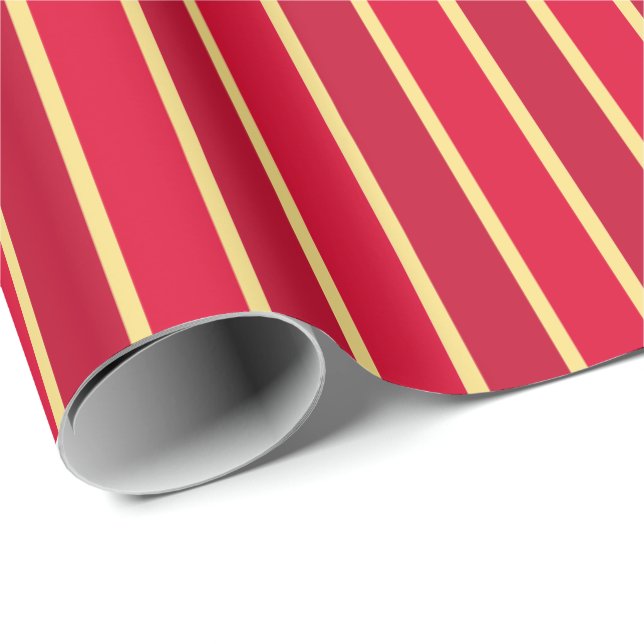 Zwei Tone Rot und Gold Streifen Geschenkpapier (Rolleneckpunkt)