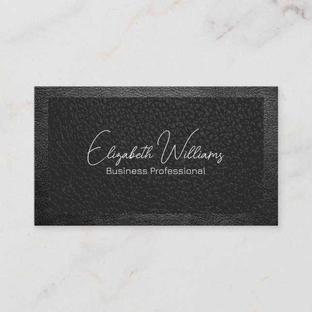 Zwei Tone schwarze Ledertextur Visitenkarte (Vorderseite)