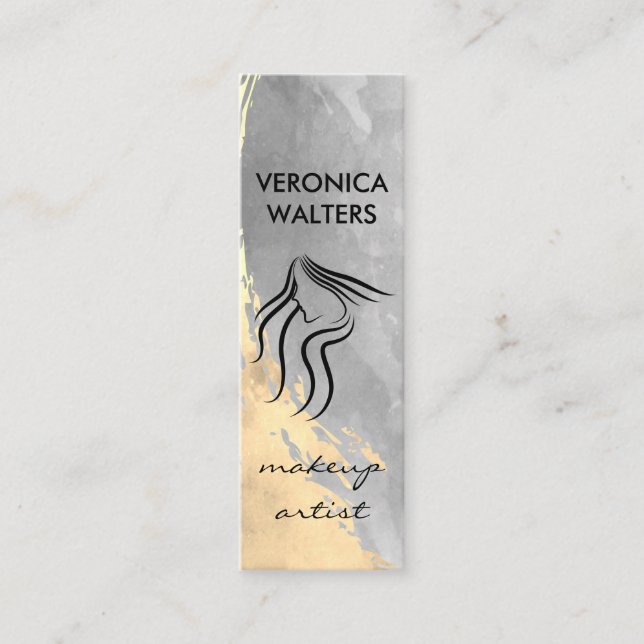 Zwei Tone-Wasserfarbe gebürstet | Friseursymbol Mini Visitenkarte (Vorderseite)