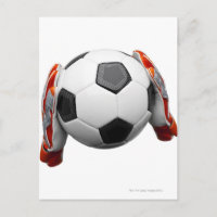 Zwei Tore halten Handschuhe mit einem Fußball