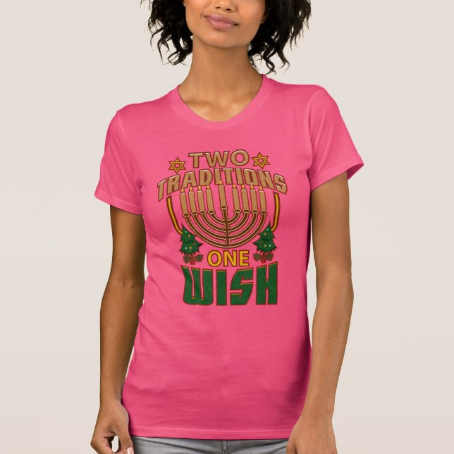 Zwei Traditionen man will Hanukkah Graphic T-Shirt (Vorderseite)