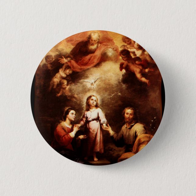 Zwei Trinities - die heilige Familie - Murillo Button (Vorderseite)