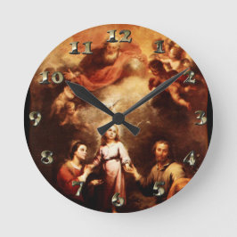 Zwei Trinities - die heilige Familie - Murillo Runde Wanduhr