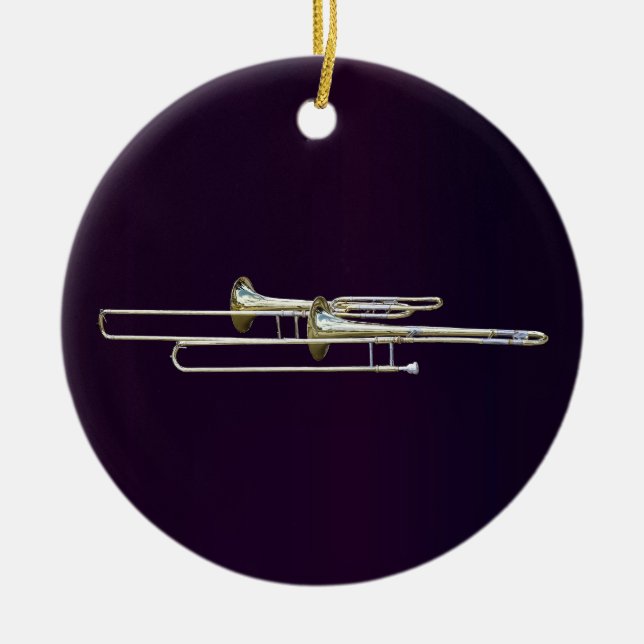 Zwei Trombone Keramik Ornament (Vorne)