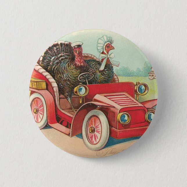 Zwei Truthähne machen eine Fahrt Button (Vorderseite)