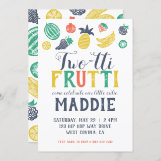 Zwei-tti Fruiti zweite Geburtstagseinladung Einladung