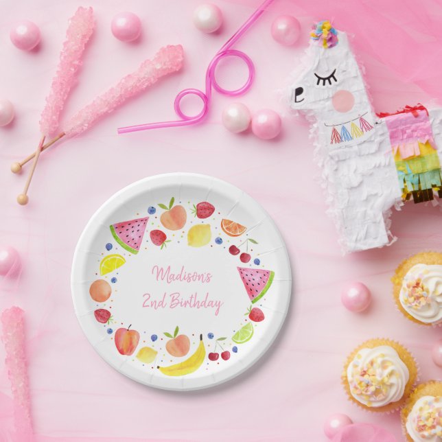 Zwei-tti Frutti Fruit Zweiten Geburtstag Pappteller (Party)