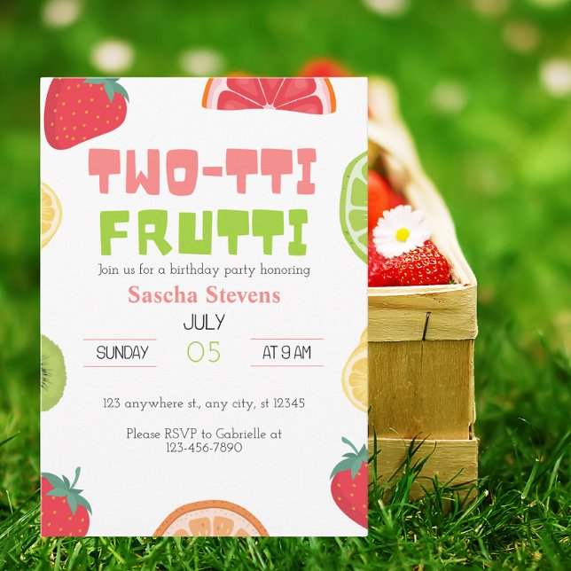 Zwei tti Frutti Geburtstag Postkarte Einladung (Von Creator hochgeladen)
