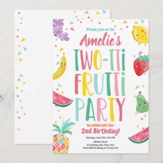 Zwei-tti Frutti Tutti Fruchtigkeit Geburtstag Fruc Einladung