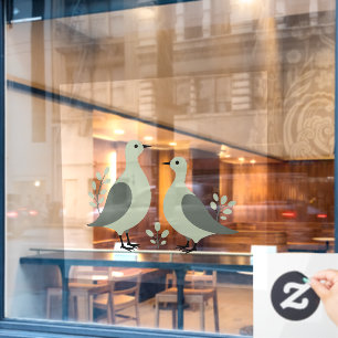 Zwei Turteltauben Ausschneideschablone im Retro-St Fensteraufkleber