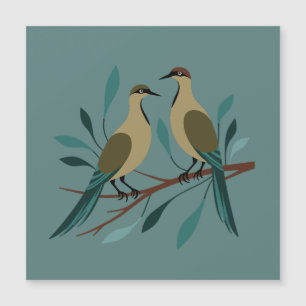 Zwei Turteltauben Ausschneideschablone Retro-Stil  Magnetkarte