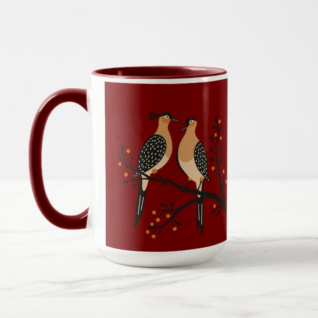 Zwei Turteltauben Ausschnitt Schablone Retro Stil  Tasse (Links)