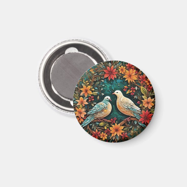 Zwei Turteltauben Magnet (Vorderseite/Rückseite)