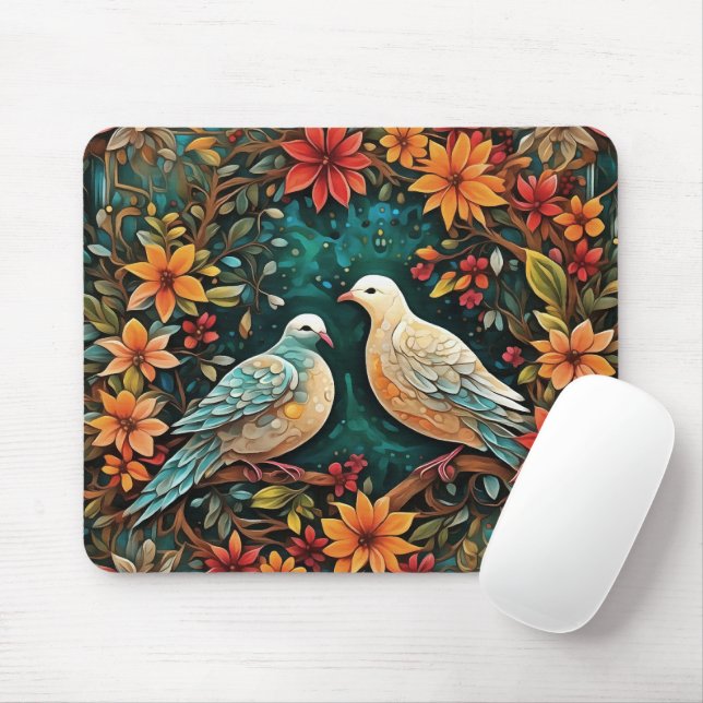Zwei Turteltauben Mousepad (Mit Mouse)