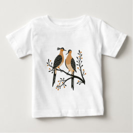 Zwei Turteltauben-Schablone im Retro-Stil 7 Baby T-shirt