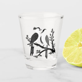 Zwei Turteltauben-Schablone im Retro-Stil 7 Schnapsglas