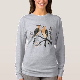 Zwei Turteltauben-Schablone im Retro-Stil 7 T-Shirt
