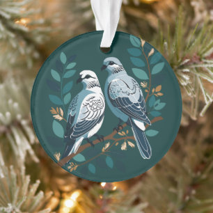 Zwei Turteltauben Schablonen-Stil 2 Ornament