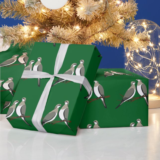 Zwei Turteltauben Schneiden Stencil Retro Stil 1 Geschenkpapier (Feiertage)