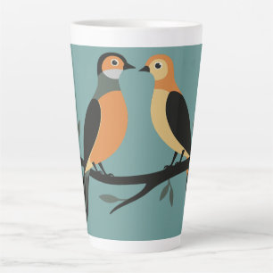 Zwei Turteltauben Schneiden Stencil Retro Stil 4 Milchtasse