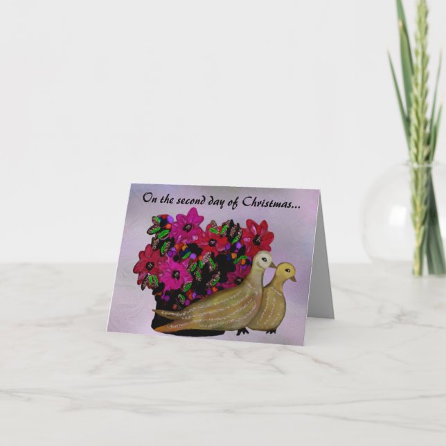 Zwei Turtle Docks Cards Feiertagskarte (Vorderseite)