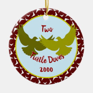 Zwei Turtle Docks - Zolljahr Keramik Ornament