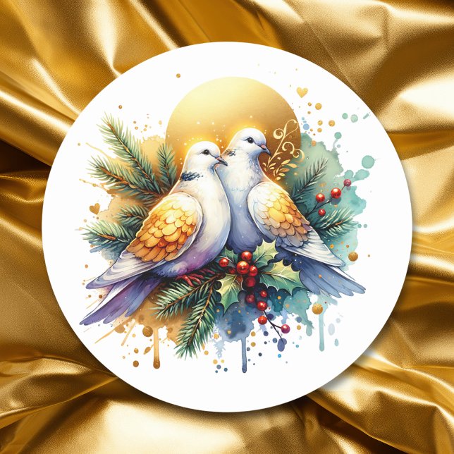 Zwei Turtle Doves | 12 Weihnachtstage Runder Aufkleber (Von Creator hochgeladen)