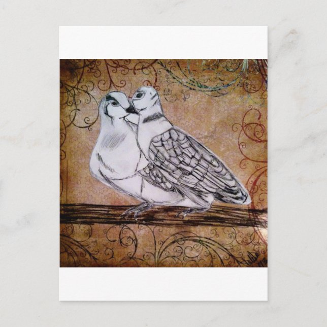 Zwei Turtle Doves Postkarte (Vorderseite)