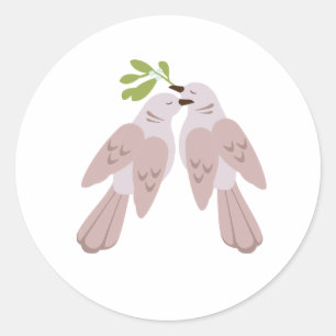 Zwei Turtle Doves Runder Aufkleber