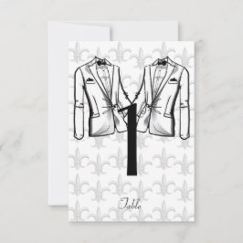 Zwei Tuxedo Groom Gay Wedding Tischnummer