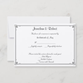 Zwei Tuxedos mit Rote Rose-Hochzeitkarte RSVP Karte