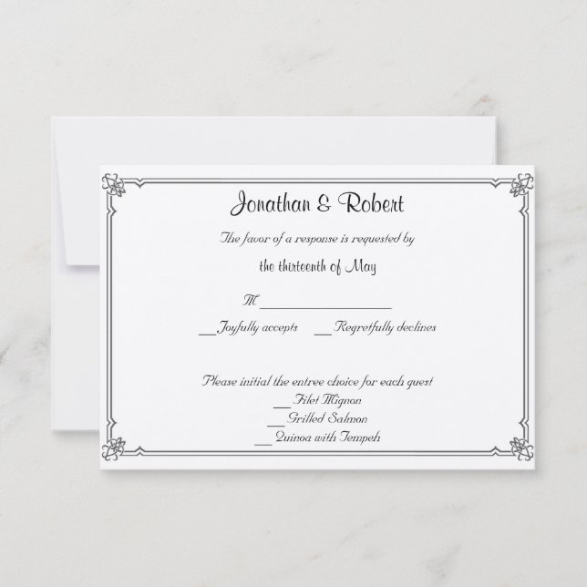 Zwei Tuxedos mit Rote Rose-Hochzeitkarte RSVP Karte (Vorderseite)