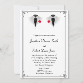 Zwei Tuxedos zur Einladung von White Gay Wedding