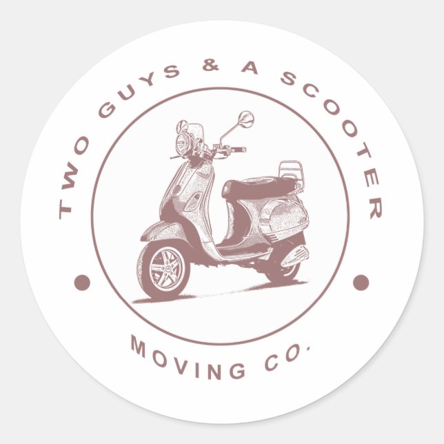 Zwei Typ und ein Scooter Moving Co. Runder Aufkleber (Vorderseite)