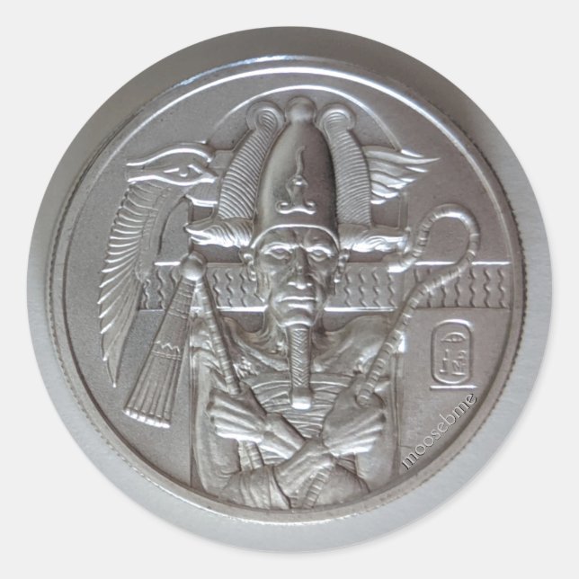 Zwei Unzen Osiris Silver Round Front Classic Runde Runder Aufkleber (Vorderseite)