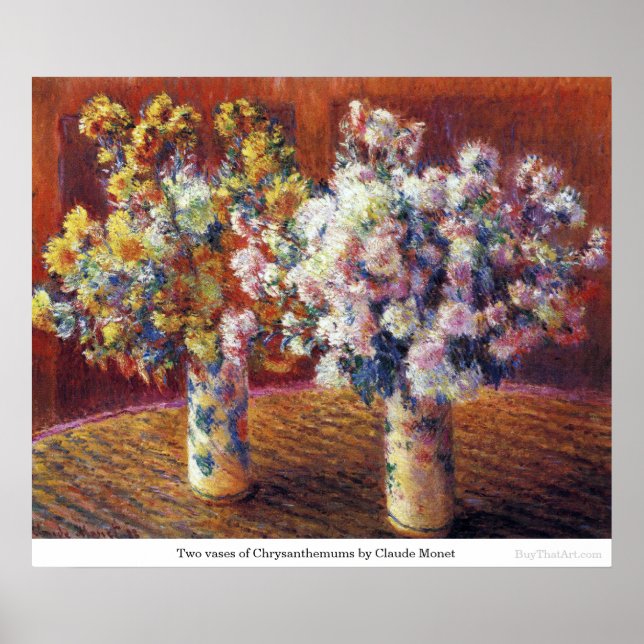 Zwei Vasen Chrysanthemas von Claude Monet Poster (Vorne)