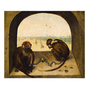 Zwei verketten Affen von Pieter Bruegel, dem Älter Fotodruck