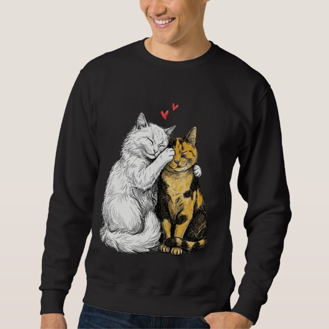 Zwei verliebte Katzen in Feder & Tinte  Sweatshirt (Vorderseite)