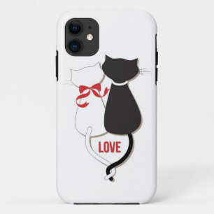 Zwei verliebte Katzen, Rot, Schwarz, Herzen Case-Mate iPhone Hülle