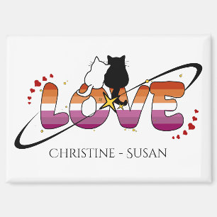 Zwei verliebte Katzen Sonnenuntergang Lesbische Fl Magnet